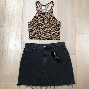 VS PINK • cheetah racerback crop tank top